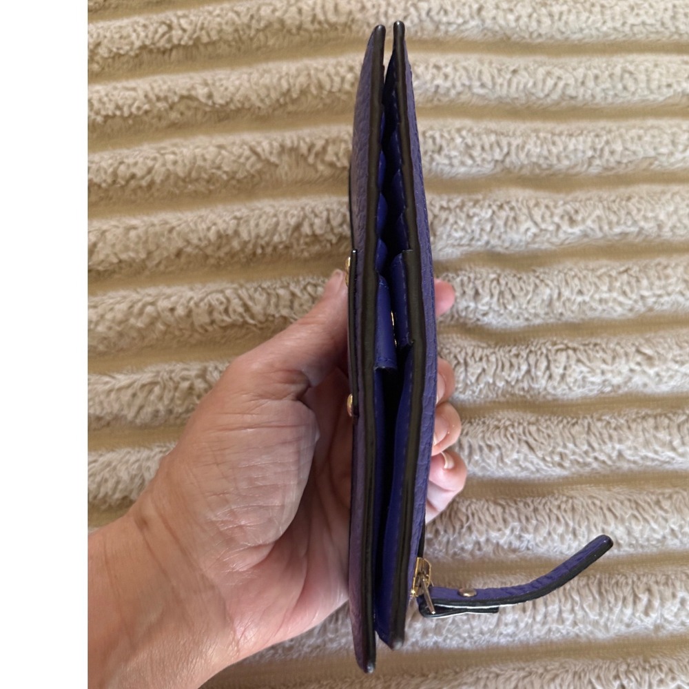 kate spade purple pebbled leather continental wallet with gold hardware - Picture 9 of 13